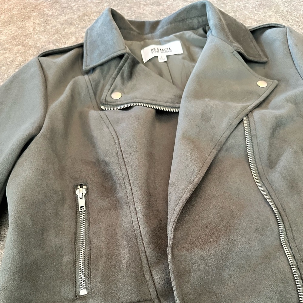 Army green Suede Moto Jacket byBB Dakota  Steve Malden
